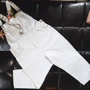 H&M White 100% Cotton Overalls, 5 pockets + Front Pouch